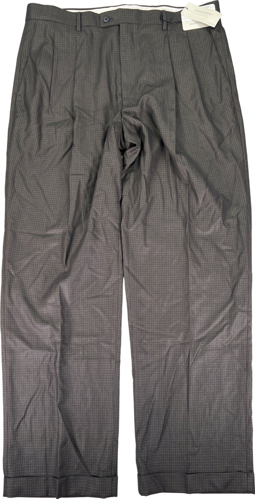 Lous Raphael Men’s Olive Green Checkered Dress Pants - 38x32