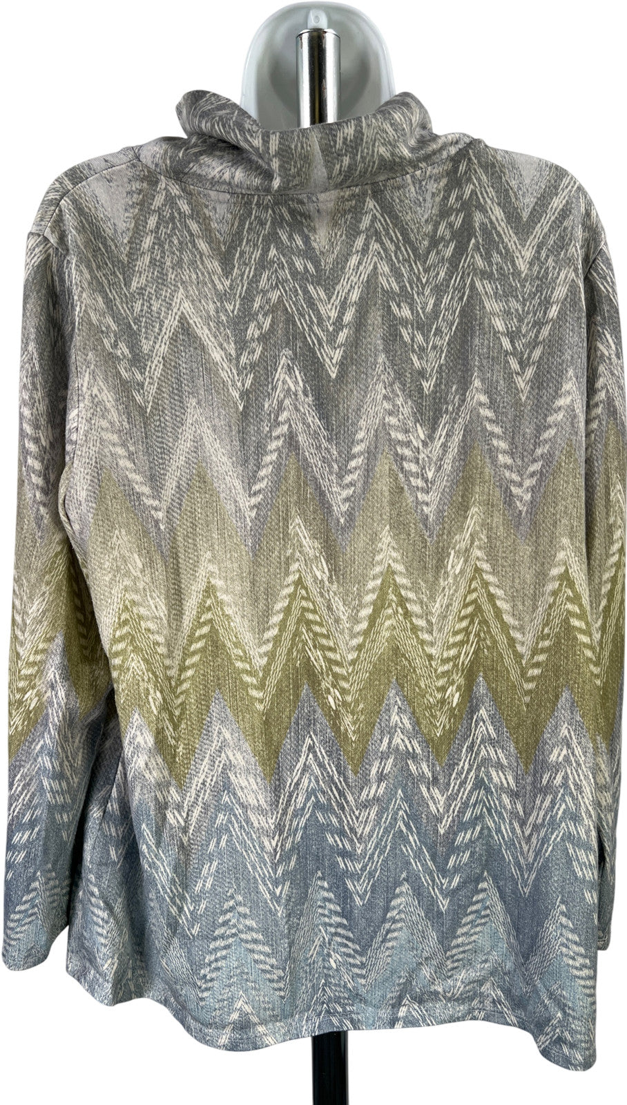 Chico’s Women’s Green/Blue Cowl Neck Long Sleeve Thin Sweater - 2/US L