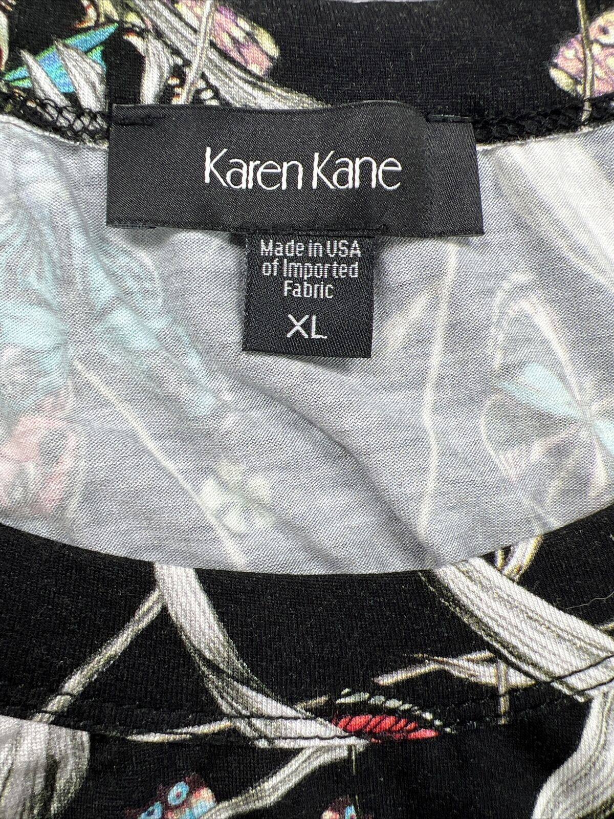 Karen Kane Women's Black Butterfly Print 3/4 Sleeve T-Shirt Dress - XL