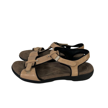 Natural Soul Women's Tan Leather Glenis Open Toe Sandals - 8 Wide