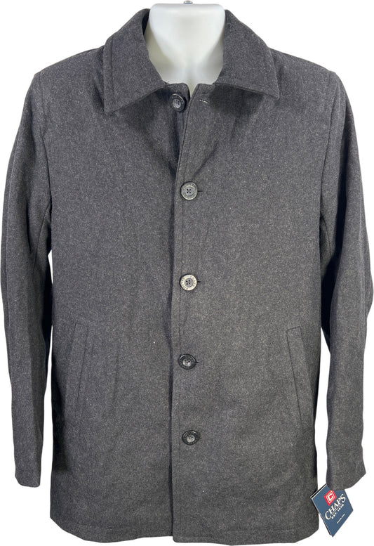 Chaps Men’s Dark Gray/Black Wool Blend Button Up Jacket - S