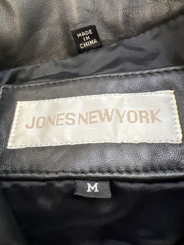 Jones New York Women's Black Leather Full Zip Jacket - M