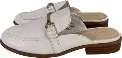 Nine West Women’s White Johnnie Slip On Low Heel Mules - 8.5