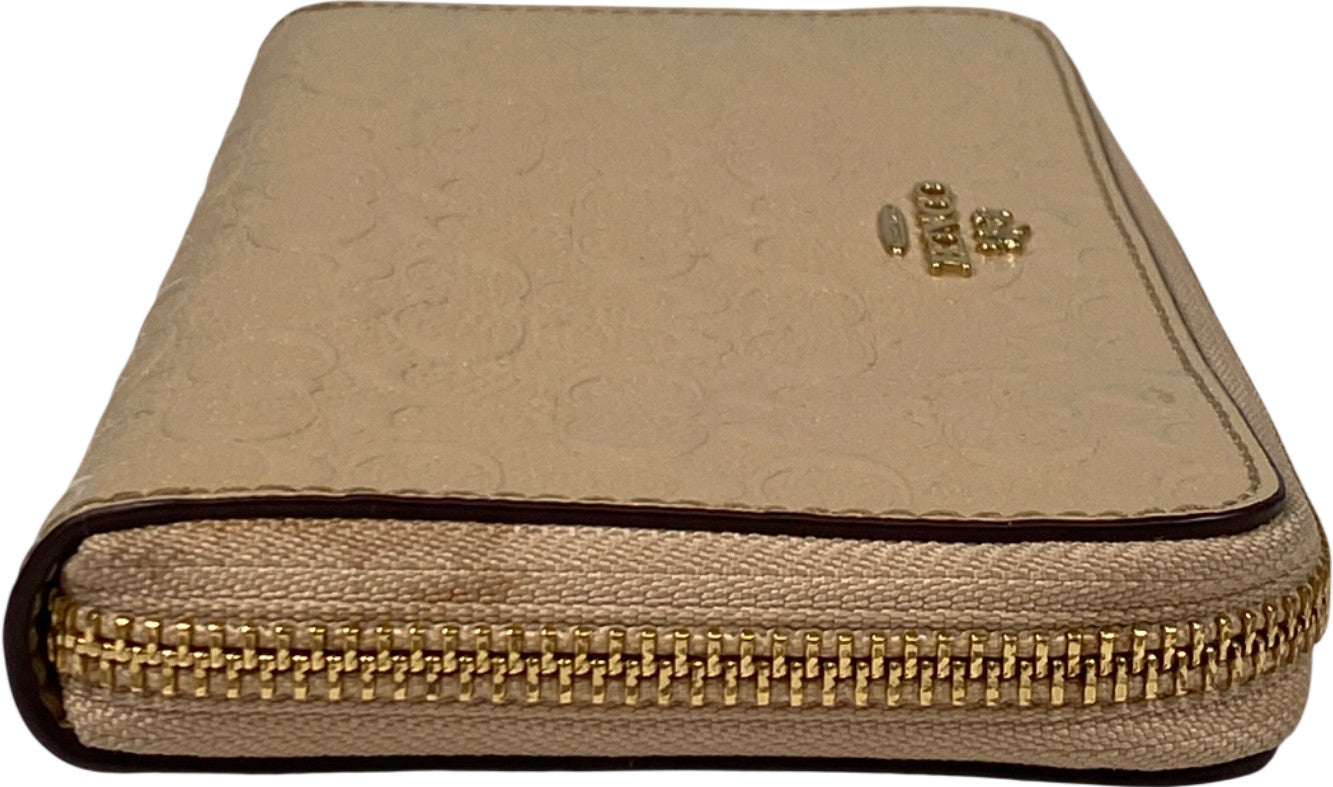 Coach Women’s Beige Embossed Patent Leather Accordion Wallet