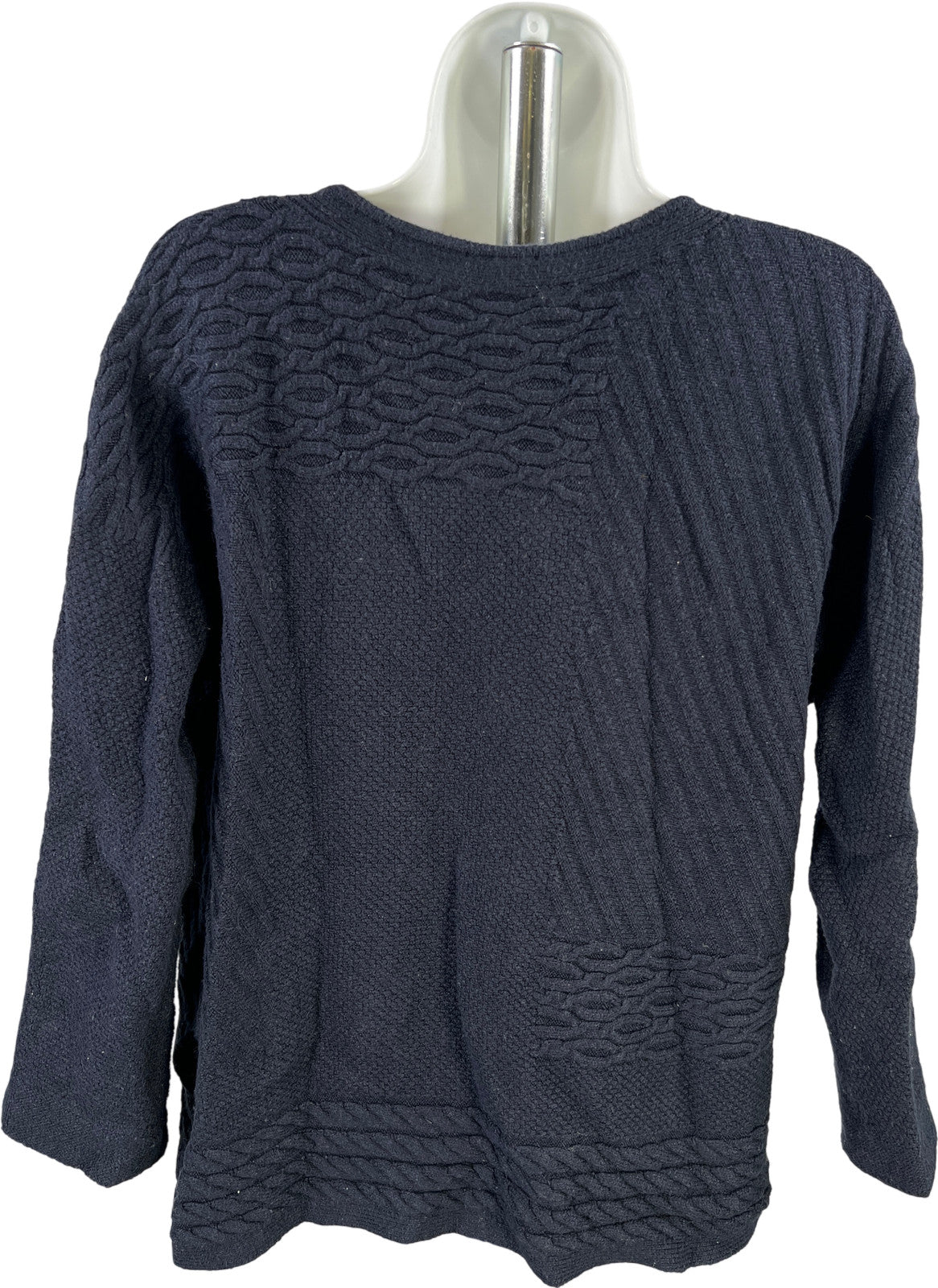 J.Jill Women’s Blue Cable Knit Long Sleeve Sweater - S Petite