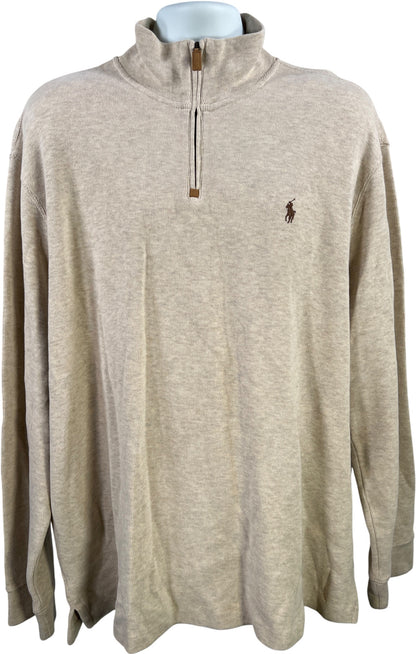 Polo Ralph Lauren Men’s Light Beige 1/4 Zip Pullover Sweater - XXL