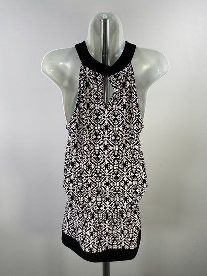 White House Black Market Women’s Black/White Sleeveless Blouse - M