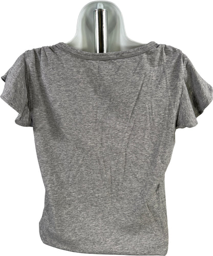 White House Black Market Women’s Gray Flutter Sleeve V-Neck T-Shirt - S