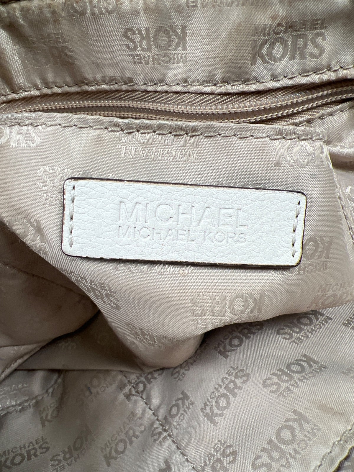 Michael Kors Women’s Beige Logo Canvas Jet Set East/West Shoulder Bag Purse