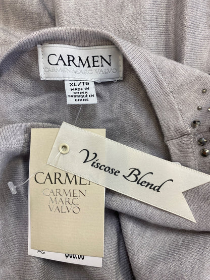 Carmen Women’s Gray Studded Sleeve Long Sleeve Sweater Shirt - XL