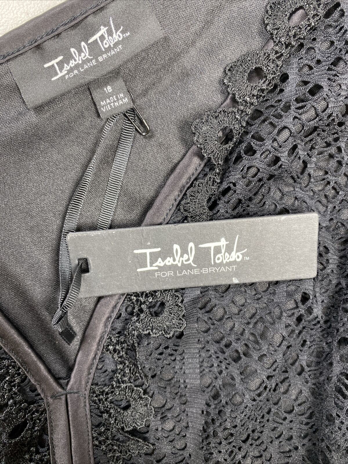 NEW Isabel Toledo Women's Black 3/4 Sleeve Lace Shift Dress - 18