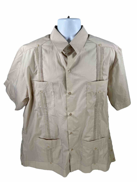 Mojito Collection Men's Beige Retro Safari Button Up Vacation Shirt - 2X