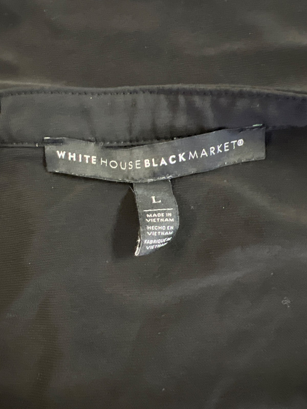 White House Black Market Women’s Black Sleeveless Ruffle Neck Blouse - L