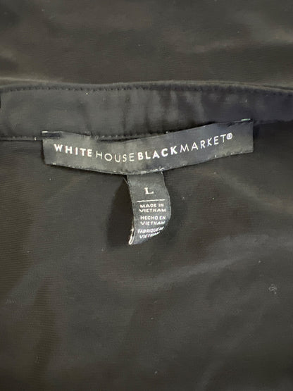 White House Black Market Women’s Black Sleeveless Ruffle Neck Blouse - L