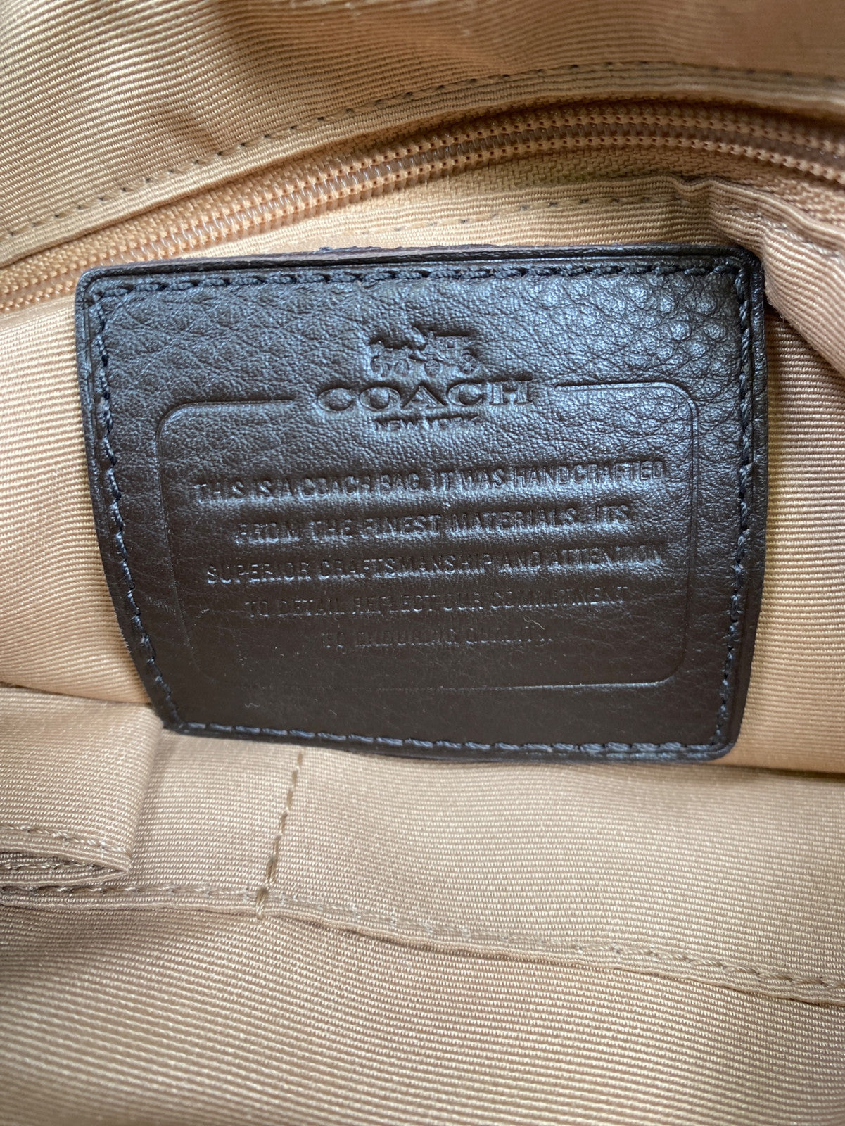 Coach Women’s Brown Signature Stripe Canvas Zip Close Tote Bag Purse