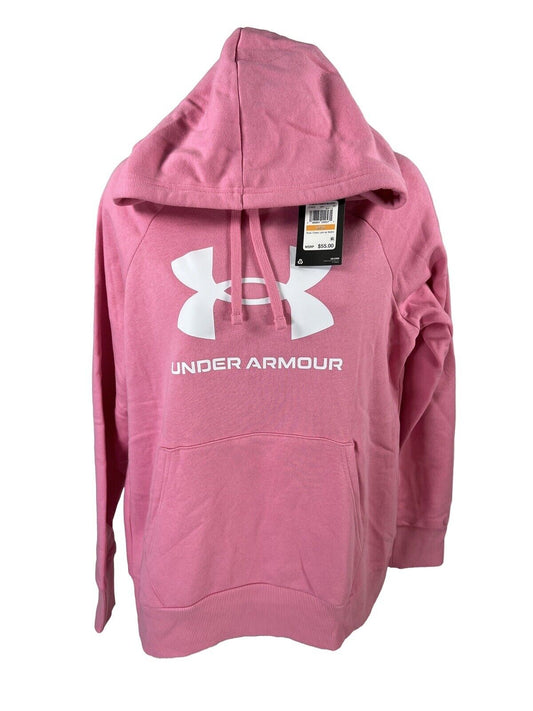 NEW Under Armour Women's Pink Rival Fleece Pullover Hoodie - S