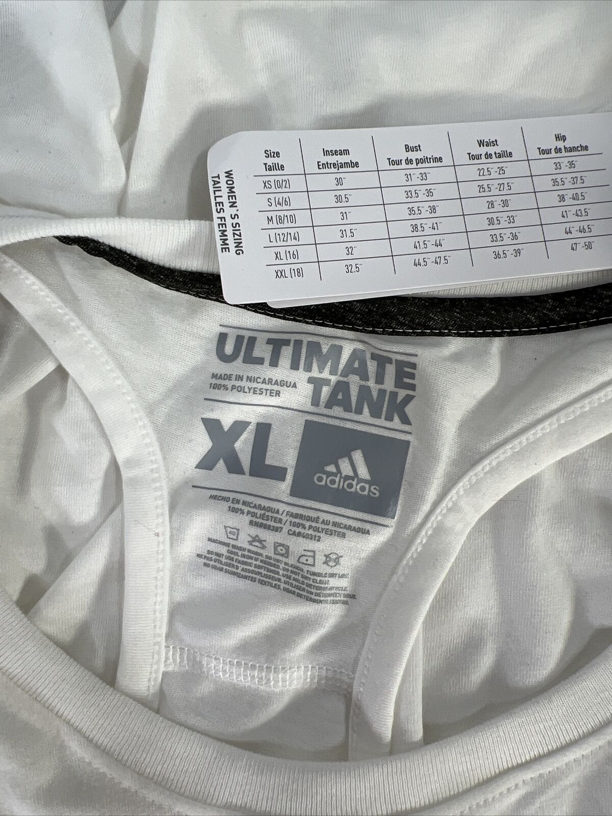 NEW adidas Women's White Sleeveless Ultimate Tank Top - XL