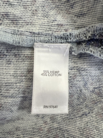 Pure J.Jill Women’s White/Blue Paisley 3/4 Sleeve Hemp Shirt - M