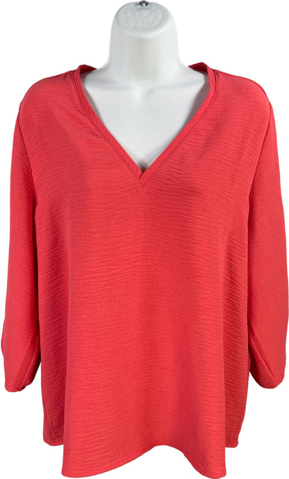 Chico’s Women’s Pink 3/4 Sleeve V-Neck Blouse - 1/US M