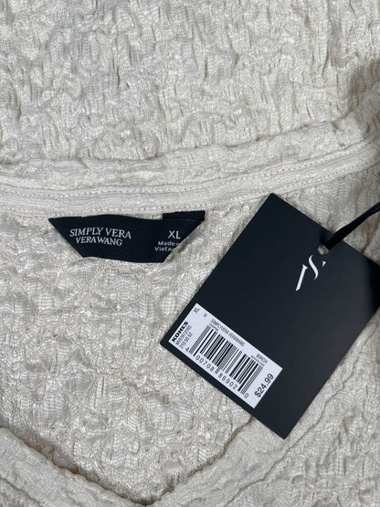 Simply Vera Wang Women’s White Birch Scrunch V-Neck Blouse - XL