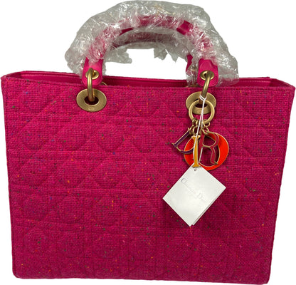 Christian Dior Lady Dior Large Tweed Pink Rose Moyen Rare Vintage Purse
