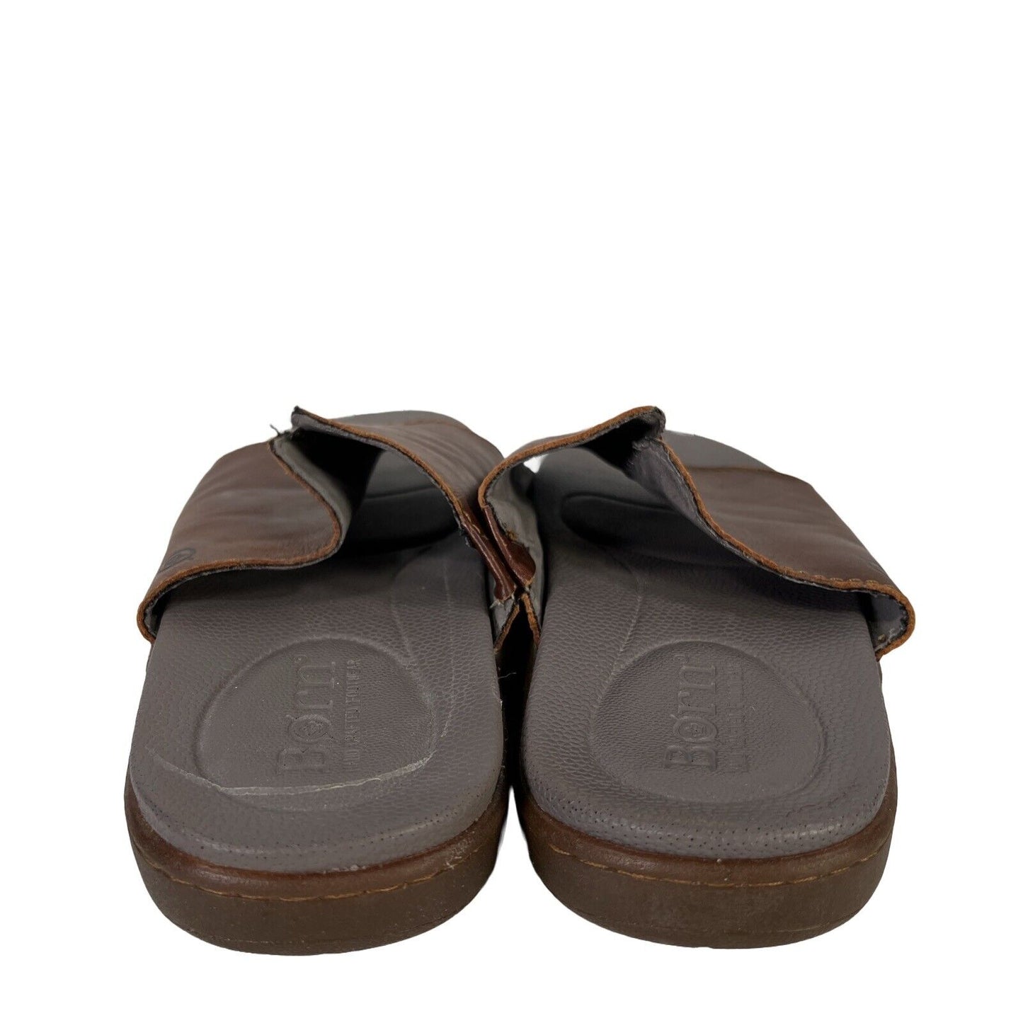 Born Men's Brown Leather Slip on Slide Sandals - 9