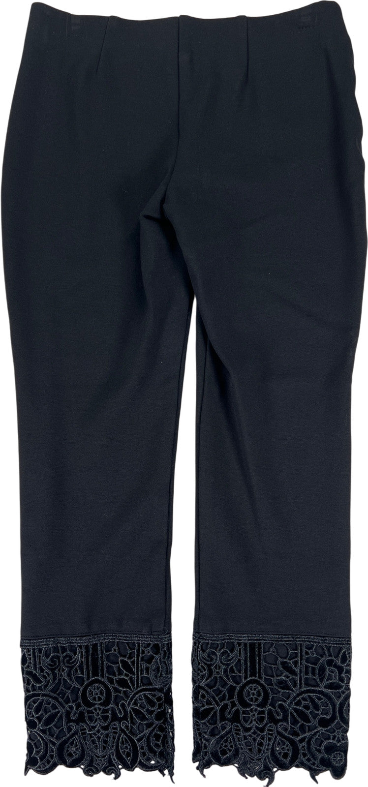 Chico’s Women’s Black Crochet/Lace Trim Slim Pull On Pants - 00/ US 2
