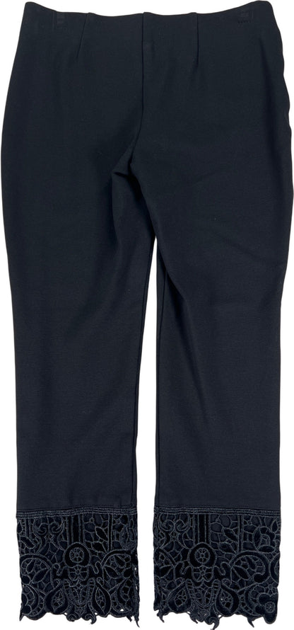 Chico’s Women’s Black Crochet/Lace Trim Slim Pull On Pants - 00/ US 2