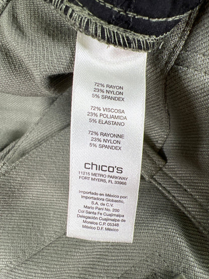 NEW Chico’s So Slimming Women’s Green Knit Twill Slim Pants - 1.5/US 10
