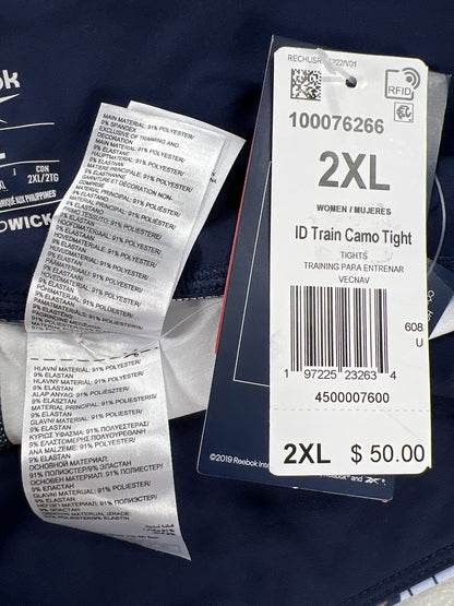 Reebok Women’s Blue & Pink Camo Train Tight Leggings - 2XL