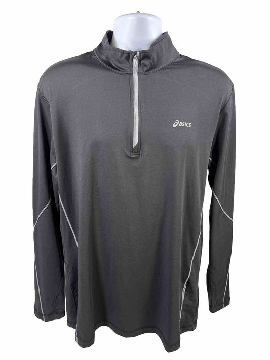 Asics Men's Black Long Sleeve 1/4 Zip Athletic Shirt - M