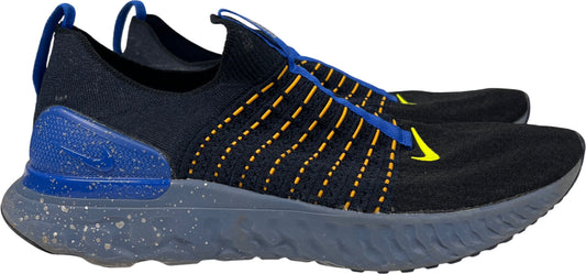 Nike Men’s Black/Blue React Phantom Run Flyknit Slip On Running Shoes - 12