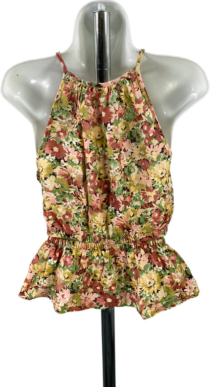 NEW J.Crew Women’s Yellow/Green Floral Cutout Linen Tie Strap Tank Top - XS