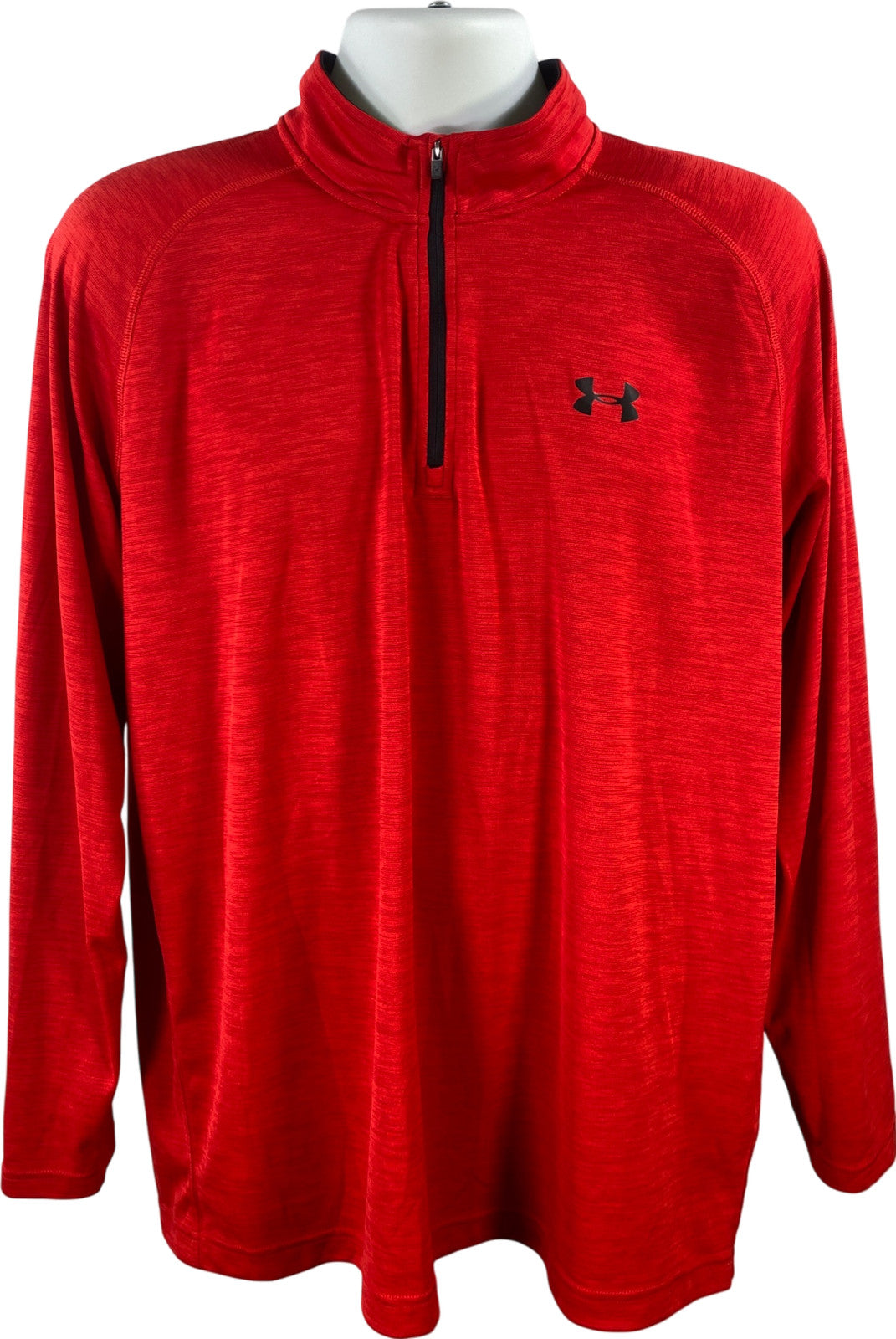 Under Armour Mens Red Loose Fit Long Sleeve 1/4 Zip Pullover Athletic Shirt - XL