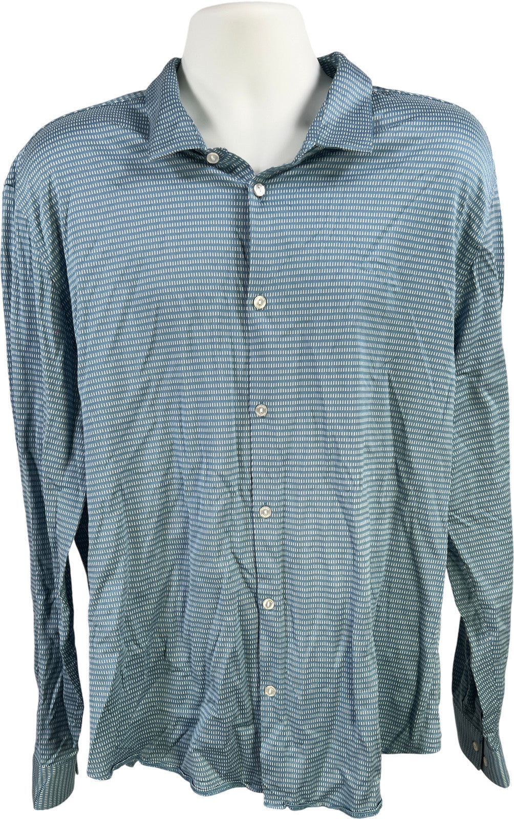 Calvin Klein Men’s Blue Slim Fit Long Sleeve Button Up Shirt - XXL
