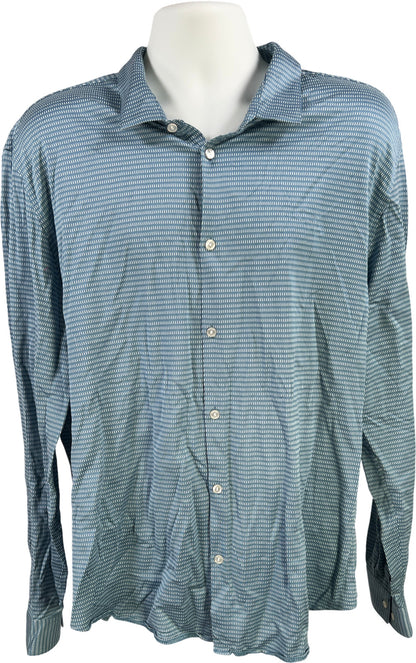 Calvin Klein Men’s Blue Slim Fit Long Sleeve Button Up Shirt - XXL