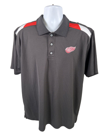 NHL Men's Black Detroit Red Wings Short Sleeve Polo Shirt - XL