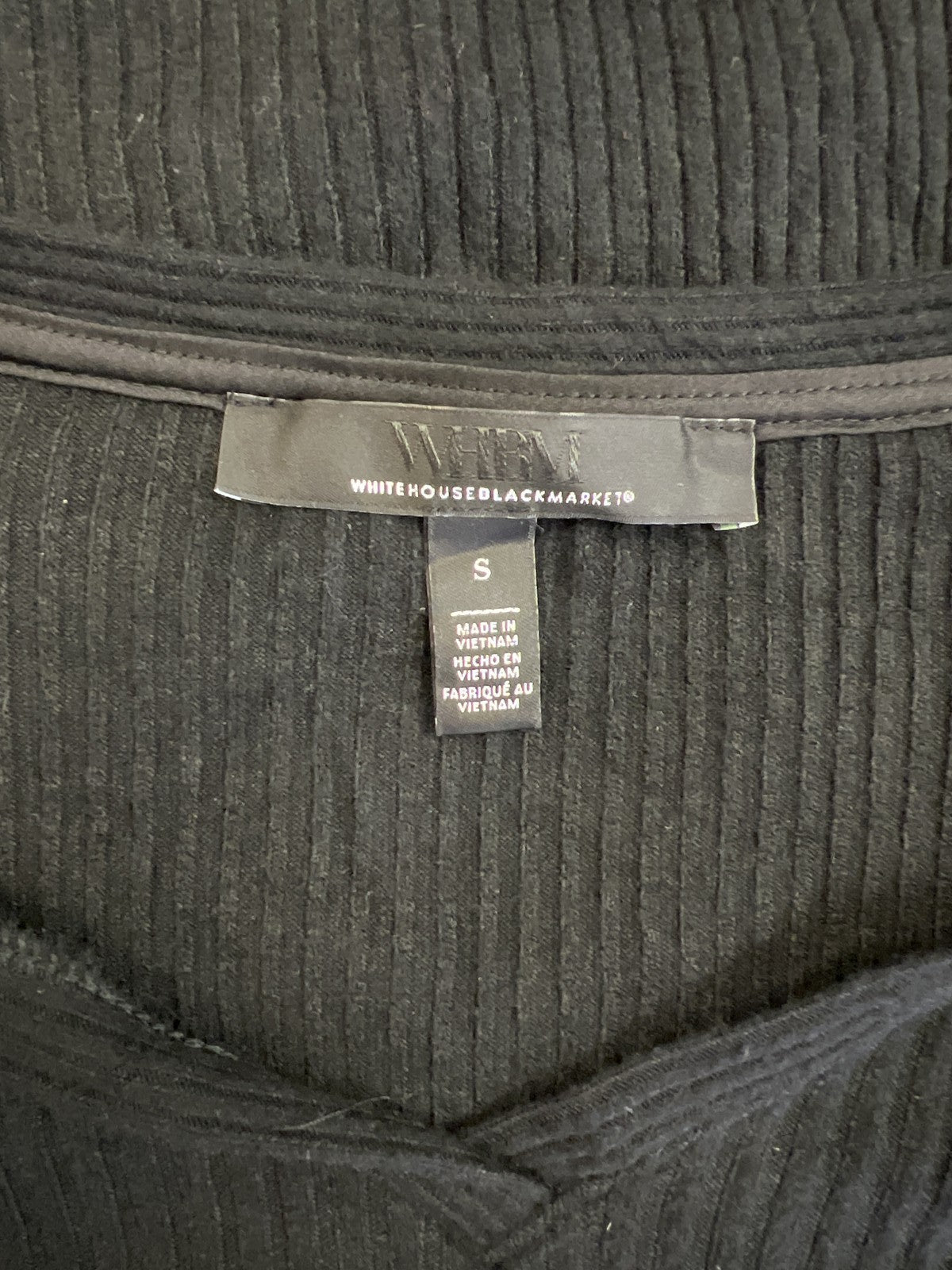 White House Black Market Women’s Black Long Sleeve V-Neck Sweater - S