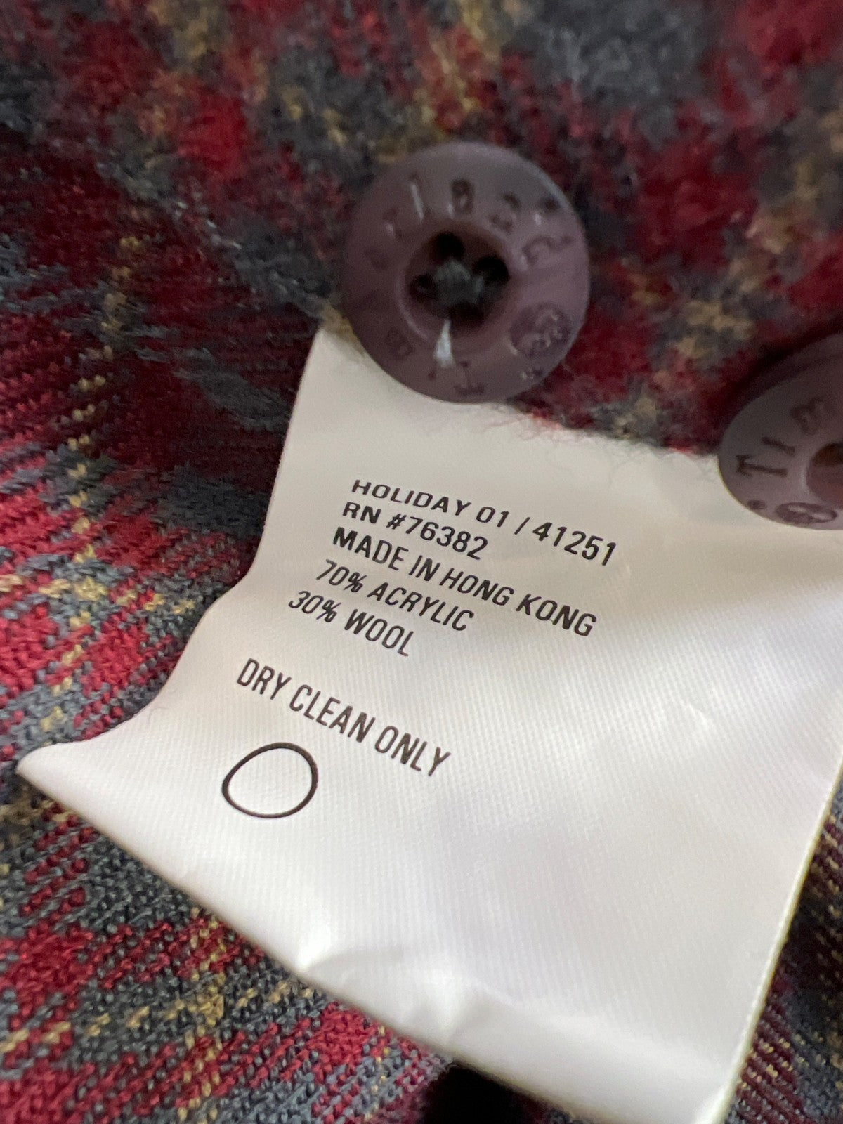 Timberland Men’s Red Wool Blend Long Sleeve Button Up Shirt - XL