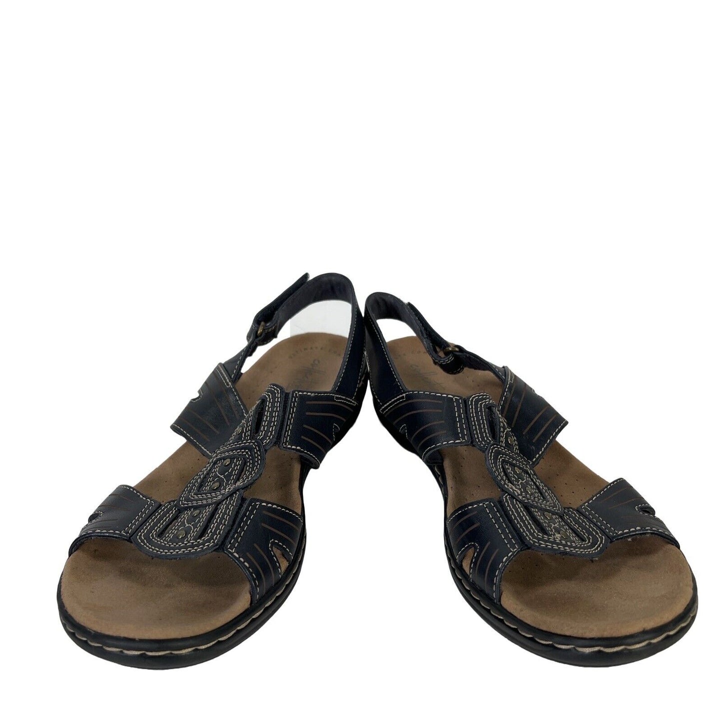 Clarks Collection Women's Blue Faux Leather Slingback Sandals - 9.5
