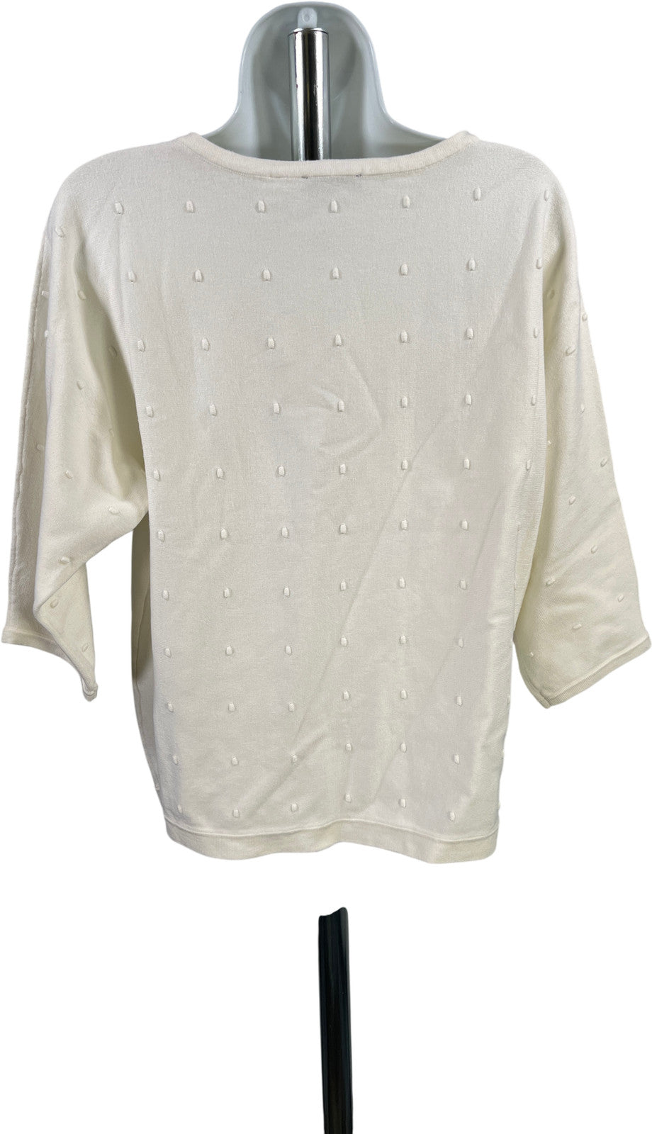 Tahari Women’s White/Ivory Textured Front 1/2 Sleeve Sweater - M