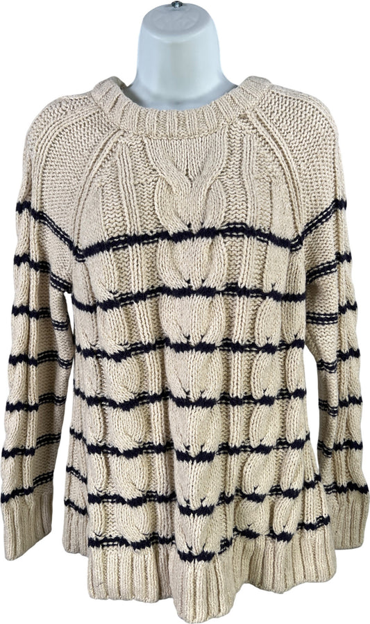 J.Jill Women’s Ivory/White Cable Knit Long Sleeve Sweater - M