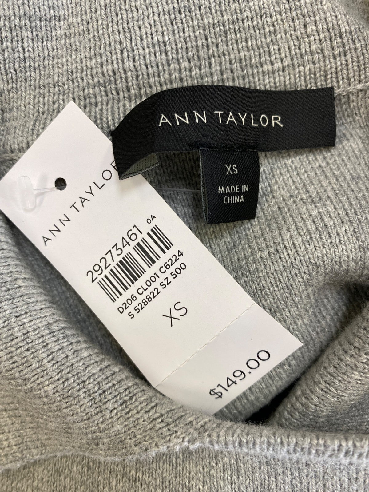 Ann Taylor Women’s Gray Asymmetrical Full Zip Sweater Jacket - XS