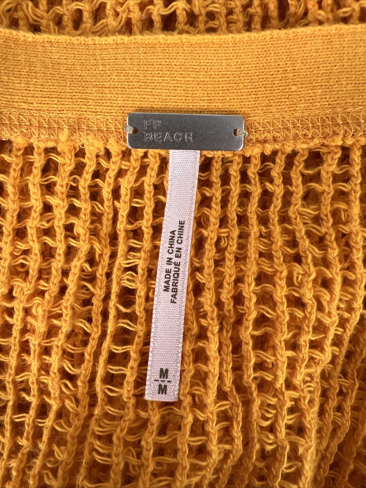 Free People Beach Women's Yellow Open Knit Cardigan Sweater - M