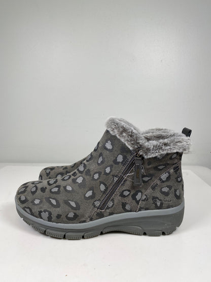 Skechers Women’s Gray Leopard Print Uno Rugged Sneaker Boots - 11 Wide