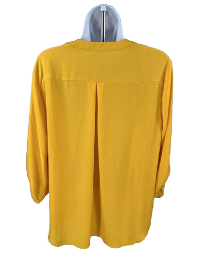 NEW Chaus Women's Yellow 3/4 Roll Tab Sleeve Top Blouse - M