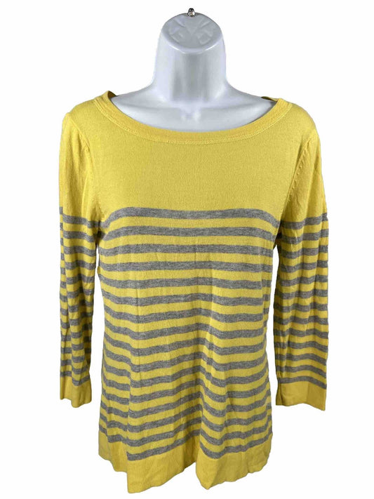 Banana Republic Womens Yellow Striped Long Sleeve Thin Spring Sweater - M