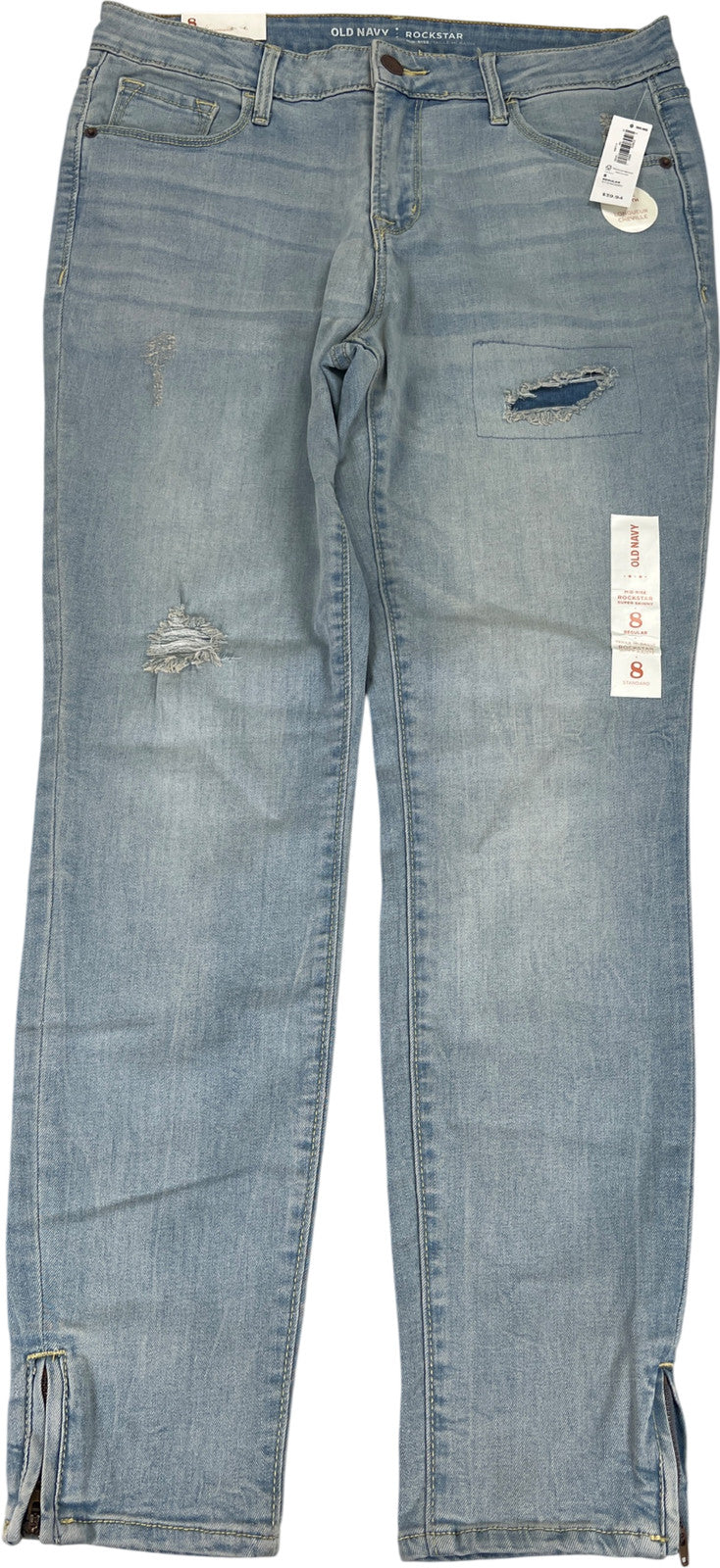 Old Navy Women’s Light Wash Distressed Rockstar Super Skinny Denim Jeans - 8