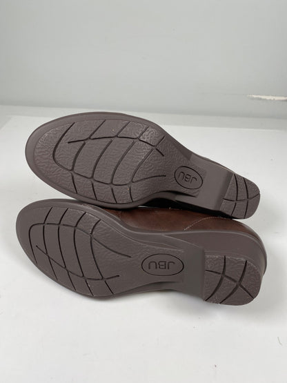 JBU Women’s Brown Faux Leather Kyley Low Heel Ankle Booties - 9