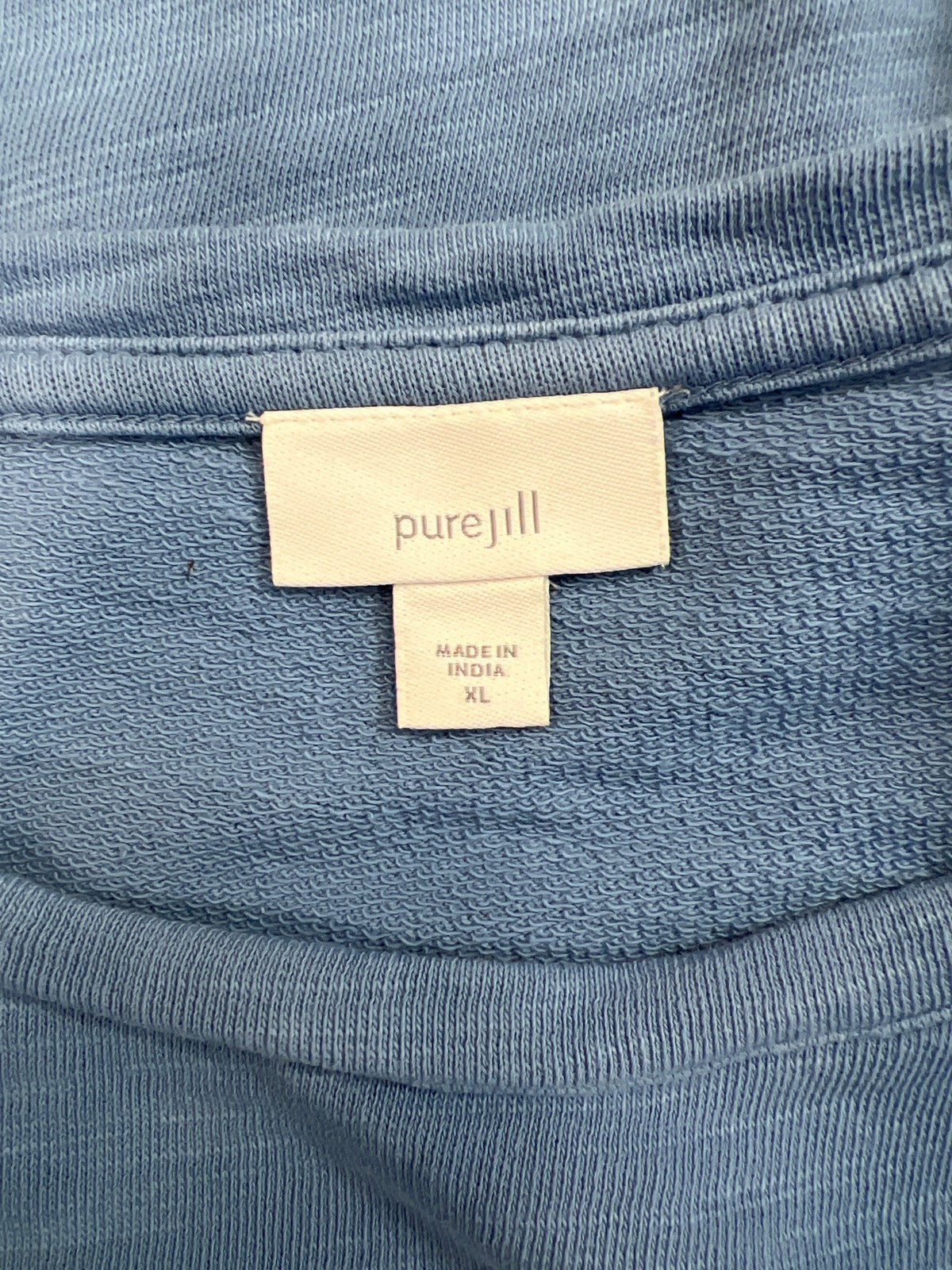 Pure J. Jill Women’s Blue Terry Knit 3/4 Sleeve Loose Fit Sweatshirt - XL